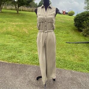 -C & C California Wide Leg Olive BOHO Sleeveless Jumpsuit Womens Size X-Small